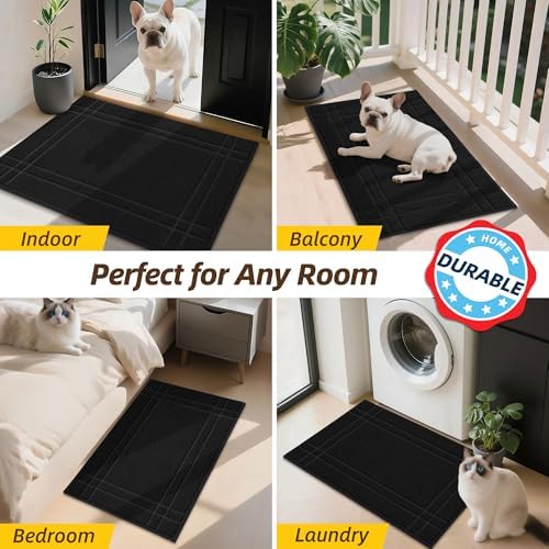 JSEI Door Mat for Entrance 32"x48", Dirt Trapper Doormat, Black