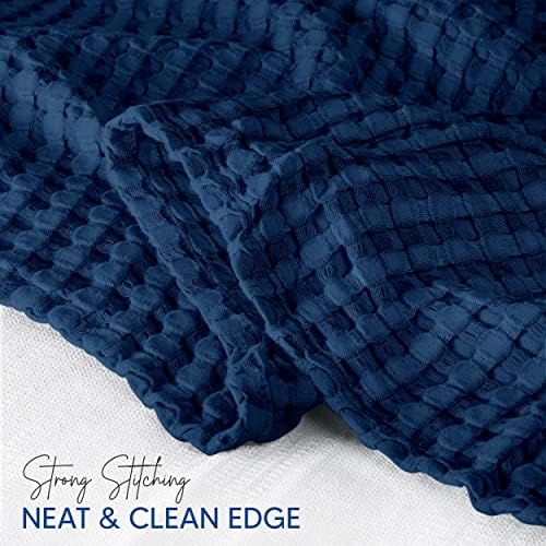Utopia Bedding 100% Cotton Waffle Blanket King Size Navy, 90x108 Inch