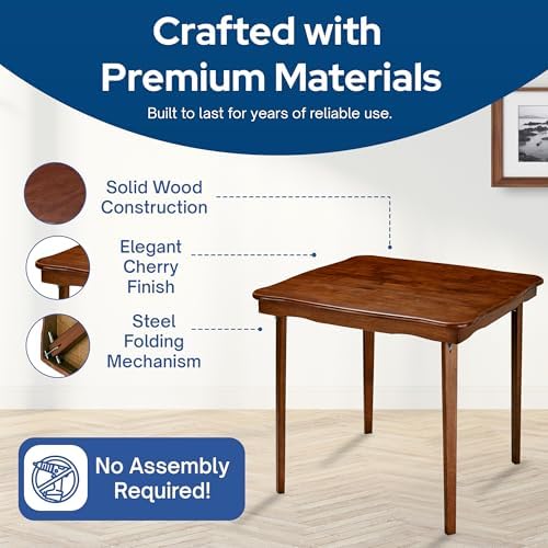Stakmore Stylish Durable Versatile Square Folding Table, Cherry