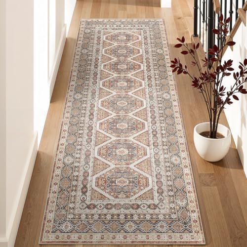 3x8 Runner Rug Kitchen Washable: Non-Slip Carpet Runner for Floor Brick