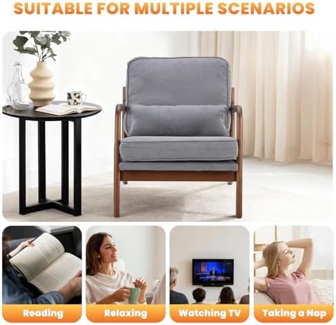 DUMOS Mid Century Accent Chairs Set of 2, 16'' Seat Height Lounge Chair