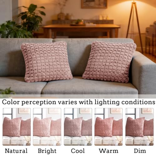 Velvet Throw Pillow Covers 18x18 Set of 2 Pink Cushion Case