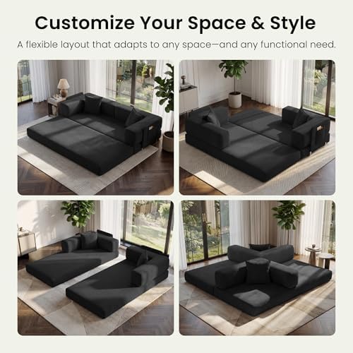 78.8" Convertible Futon Sofa Bed, Boneless Couch for Living Room | Cordu...