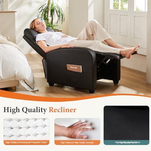 Sweetcrispy Recliner Chair PU Leather Recliner Sofa No Massage, Home Theater ...