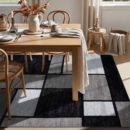 Rugshop Modern Boxes Contemporary Non-Shedding Area Rug Gray 7'10" x...