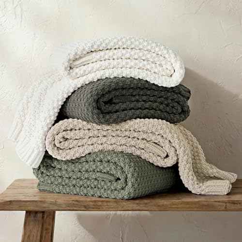 EVERGRACEHOME Chunky Chenille Knit Throw Blanket, 60 x 80, Charcoal Gray