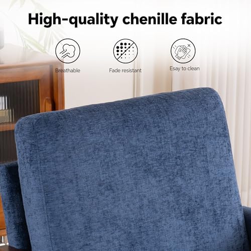 Mid Century Modern Accent Chair with Wood Frame, Upholstered Living Room Chai...