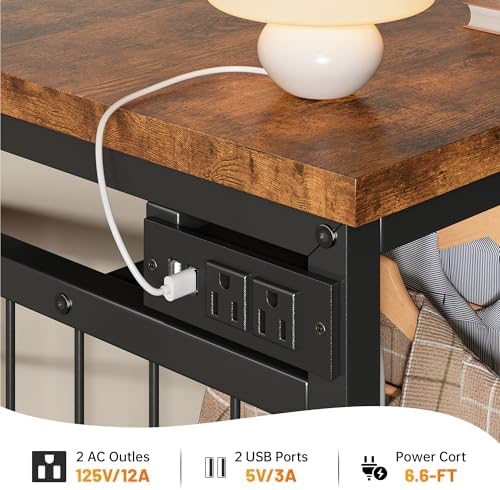 EnHomee 49.2" W Dresser with Hanging Rack & 6 Drawers, Grid Panel &a...