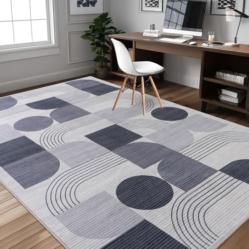 Soft Modern Geometric Abstract Large Machine Washable 5x7 Area Rug