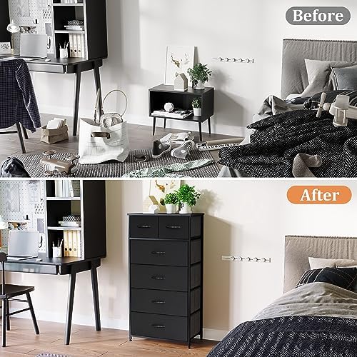 Tall Dresser for Bedroom, Fabric Storage Tower with 6 Drawers