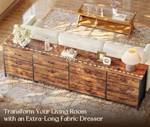 Huuger 78.7 Inch Long Dresser for Bedroom, 12 Drawer Dresser for Closet