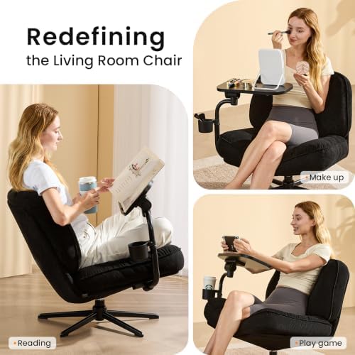 Swivel Accent Chair, Wide Criss Cross Lounge Living Room Chair, Blk