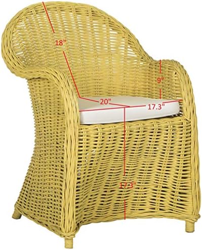 SAFAVIEH Callista Club Rattan Accent Chair, 24" Coastal Yellow SEA7001A