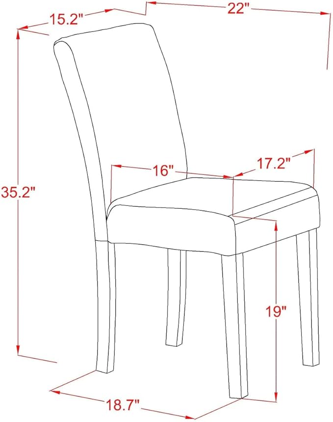 East West Furniture DUAB5-MAH-18 5 Piece Dining Set Includes a Rectangle Dini...