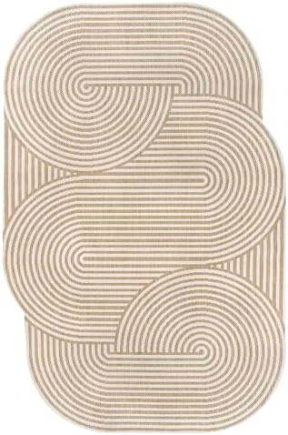 JONATHAN Y Geometric Arch Stripe Indoor Outdoor Area Rug 9X12 Cream/Natural, ...