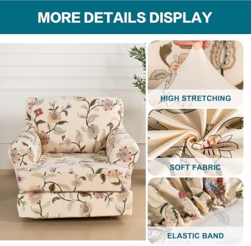 KRFOONN 2 Pieces T Cushion Chair Slipcovers with Arms Stretch Sofa Cover,03