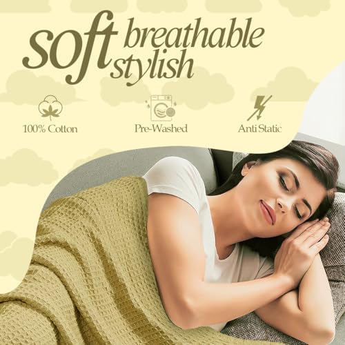 100% Cotton Blanket all Seasons Twin Size, Khakhi, 60x90 Inches
