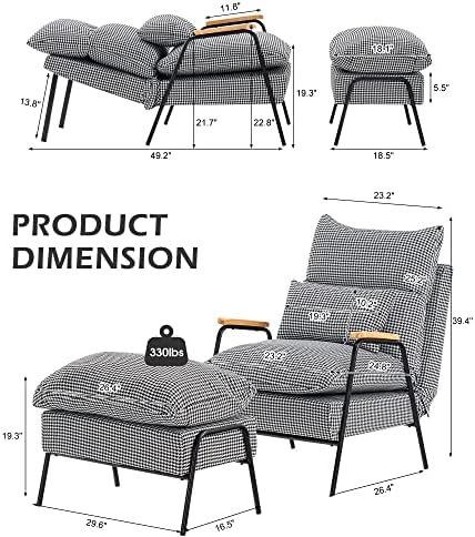 MCombo Accent Recliner Chair with Ottoman, Modern Fabric Armchair, Upholstere...