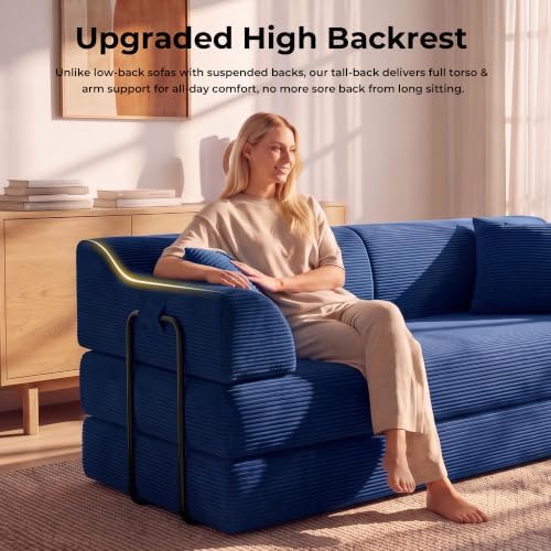 79'' Futon Sofa Bed, High‑Back Boneless Couches for Living Room