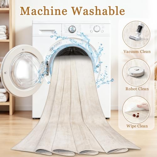 Tosuoka Washable Rug 8x10 Area Rugs for Living Room, Beige Cream Abstract