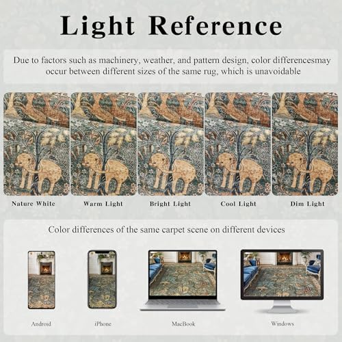 5x7 Washable Area Rug Vintage Animals Print Boho Indoor Carpet