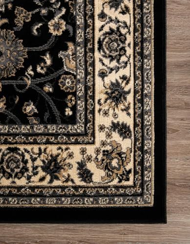 Rugs.com - Yasmin Rug – 6' 1 x 9' Black Traditional Rug – Easy-Clean ...