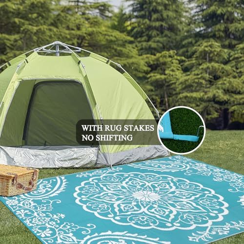 Pauwer Reversible Outdoor Rug, 6'x9', Waterproof Polypropylene Patio ...