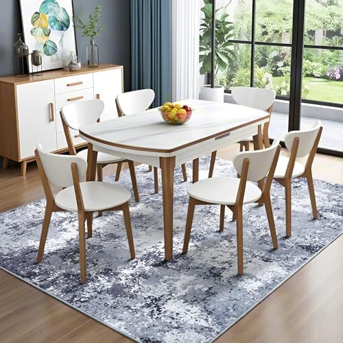 Modern Abstract 4x6 Rug, Soft Washable Area Rug for Bedroom, Non Slip Thin Fo...