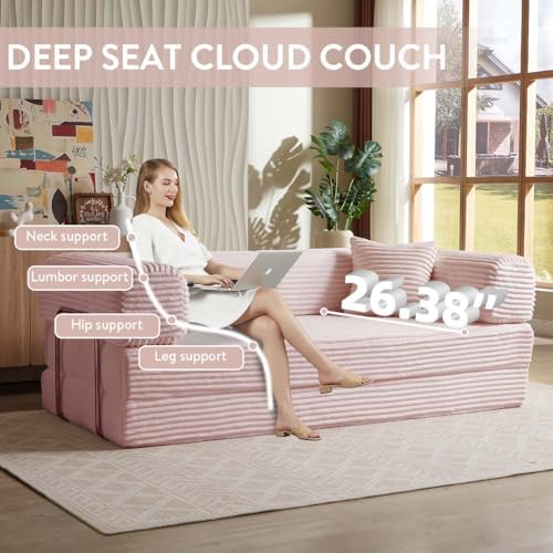 Convertible Folding Sofa Bed, Pink, 81 Inch