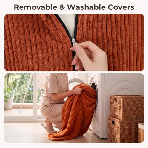 79"Convertible Futon Sofa Bed, Boneless Couch for Living Room | Clay Orange