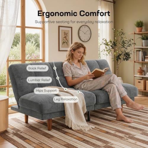 Marsail 70" Convertible Futon Sofa Bed, Small Recliner Sleeper Sofa with...