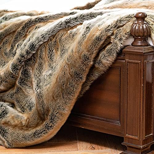 BATTILO Luxury Brown Faux Fur Throw Blanket for Couch,50"x60", Shaggy