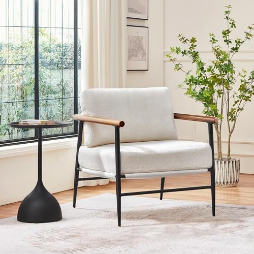Yaheetech Accent Chair, Modern Living Room Chair, Ivory