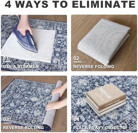 KILOCOCO Area Rug 9x12 ft Living Room Rug Washable Rugs Non Slip Rugs, Blue
