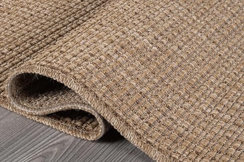 Beverly Rug Easy Jute Natural Rug 8x10 Solid Washable Durable Outdoor Indoor ...