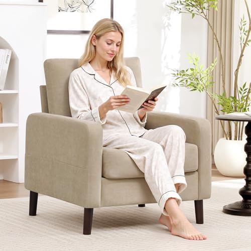 Accent Chair for Living Room, Modern Reading Chair for Bedroom, Upholstered A...