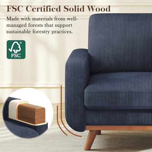 Vesgantti 38.5" Accent Chair Dark Blue, Comfy Corduroy Single Sofa Seat ...