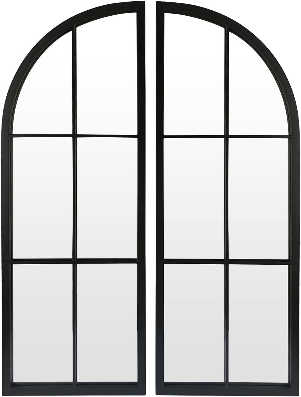 OUSHUAI Black Arched Mirror Set of 2,Window Pane Mirror for Wall Decor,Farmho...