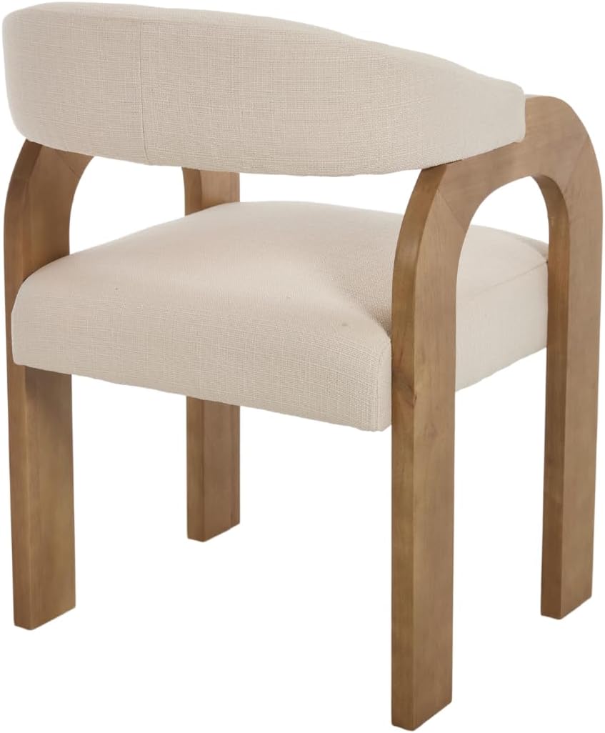 Farmhouse Dining Chairs Set of 4 - Upholstered Armchairs with Linen Cushions ...