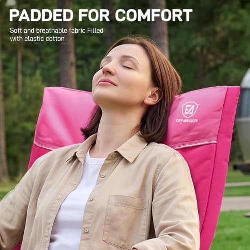 EVER ADVANCED Oversized Folding Rocking Camping Chair, Padded