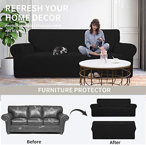 Easy-Going Stretch Oversized Chair Slipcover with Arm Washable Black