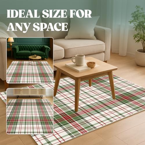 Muddy Mat® Plaid 5x7 Washable Area Rugs for Living Room, Bedroom & Dining...