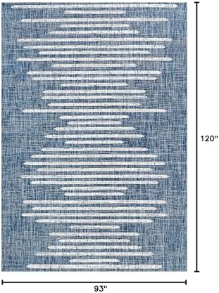 JONATHAN Y Stripe Geometric Indoor Outdoor Area Rug 8X10 Blue/Ivory, Zolak Be...