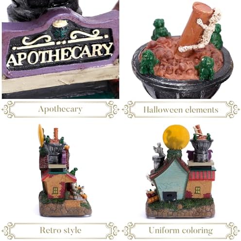 Valery Madelyn Halloween Decorations, Lighted Halloween Village Houses with M...