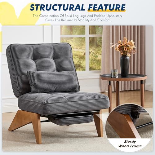 Accent Chair with Ottoman for Reading Room (Grey)