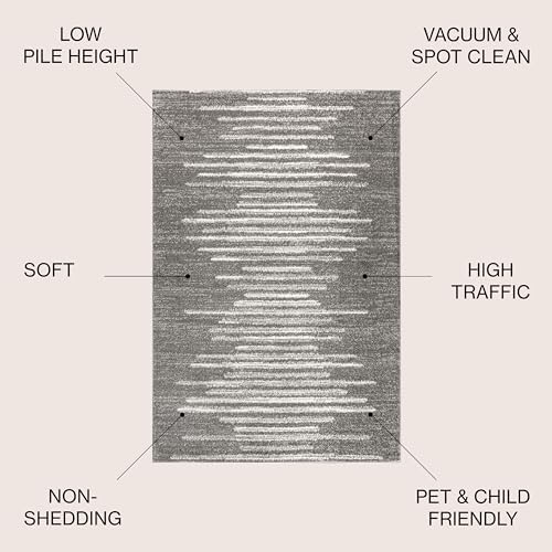 JONATHAN Y Aya Berber Stripe Geometric Gray/Cream Indoor Area Rug, 8x10, Cont...