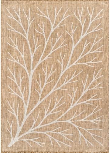Washable Indoor Outdoor Rug 8x10 Modern Area Rugs Branch Pattern Non Shedding...