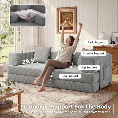 MoonSpeak 78.8'' Futon Sofa Bed, Boneless Couches for Living Room