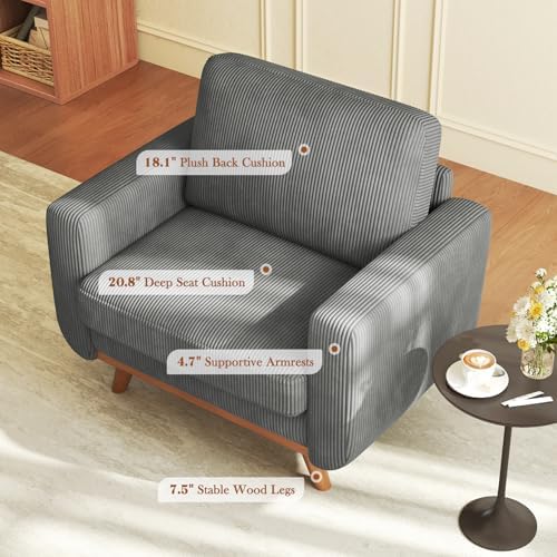 Vesgantti 38.5" Accent Chair Dark Gray, Comfy Corduroy Single Sofa Seat ...