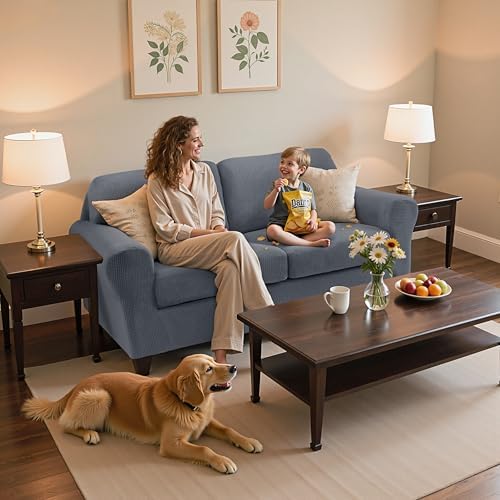 SUBRTEX 5 Piece Stretch Loveseat Slipcover,Couch Cover for 2 Cushion Washable...